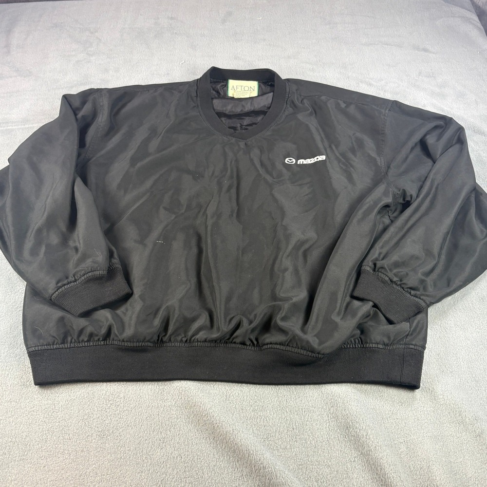 Afton Mazda Corporate Windbreaker Pullover V-Neck Black Large Embroidered Logo
